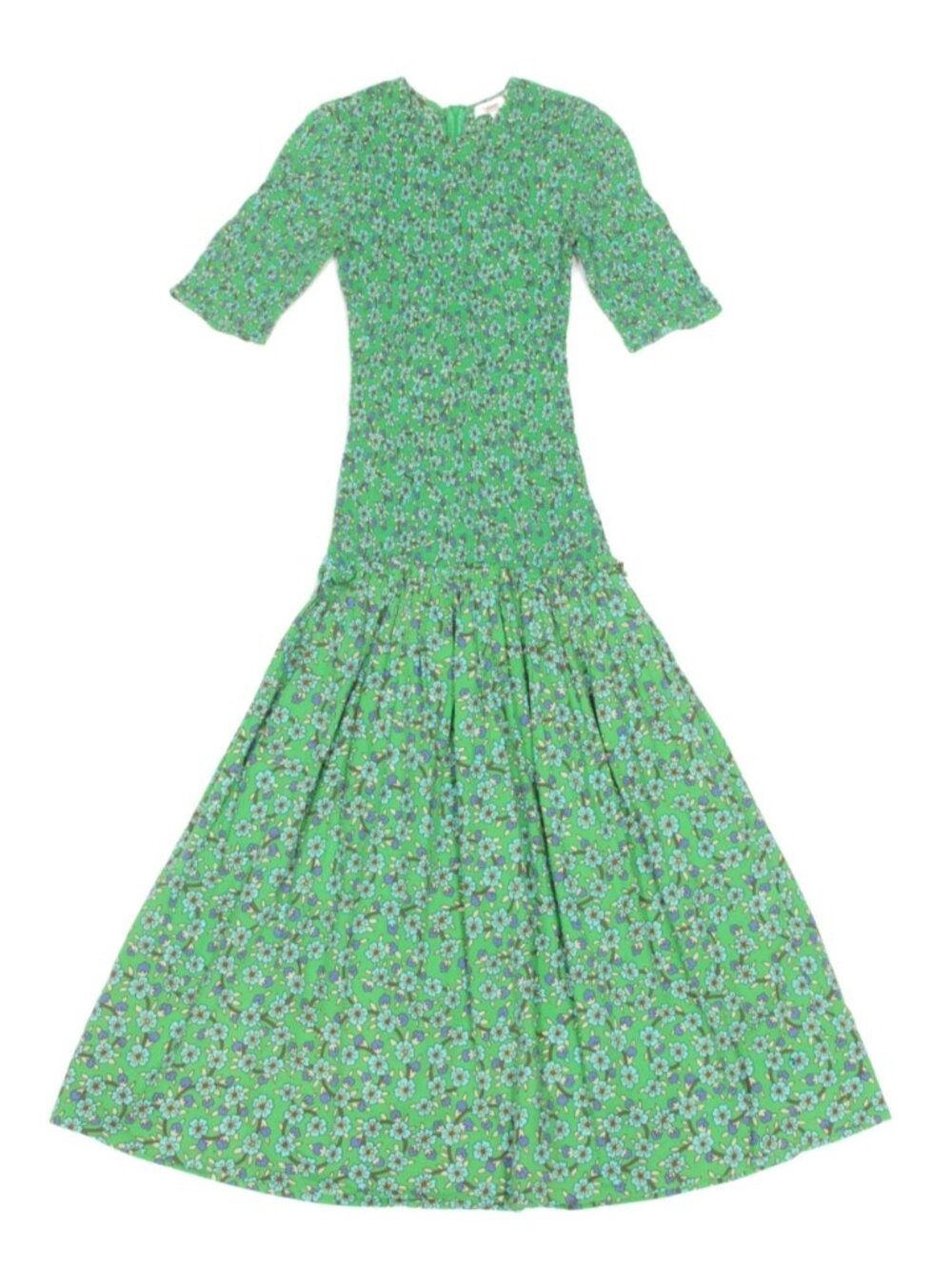 RHODE  Zola Green Ditsy Floral Midi Dress Smocked Fitted size Small /249 - Picture 2 of 6